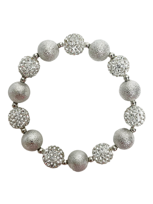 Silver crystal stretch bracelet