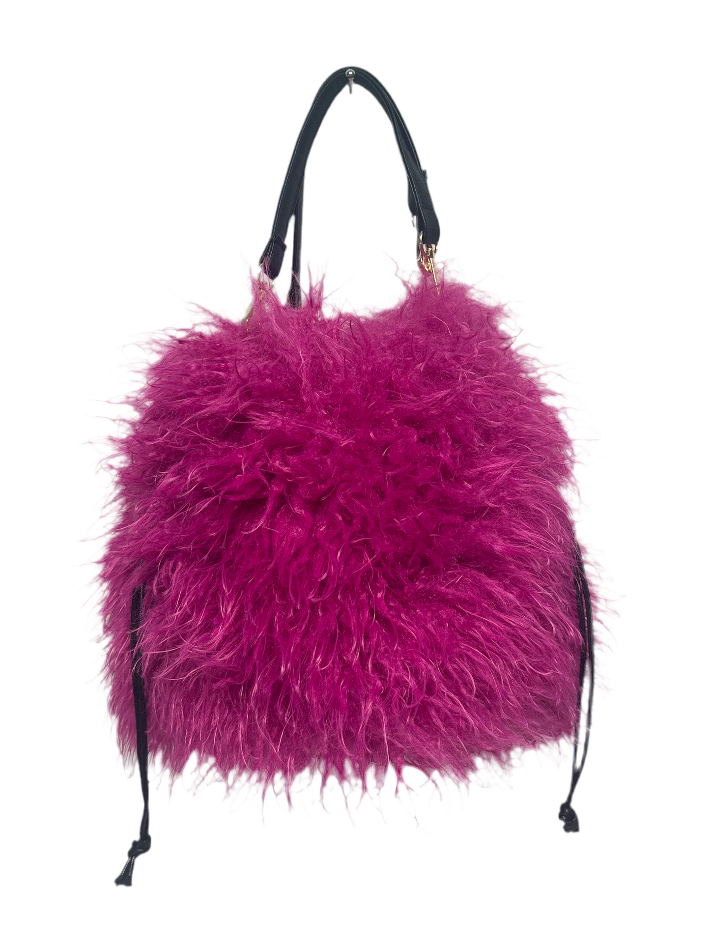 Fuzzy pink bucket bag