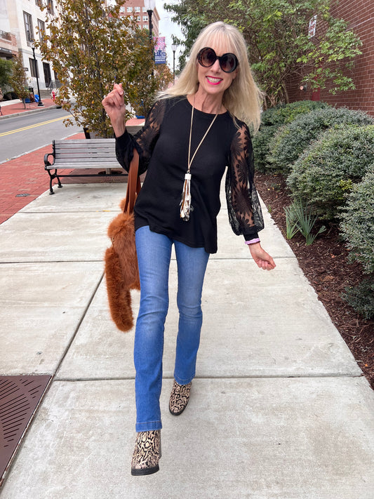 Long Sleeve Top w/Lace Sleeves