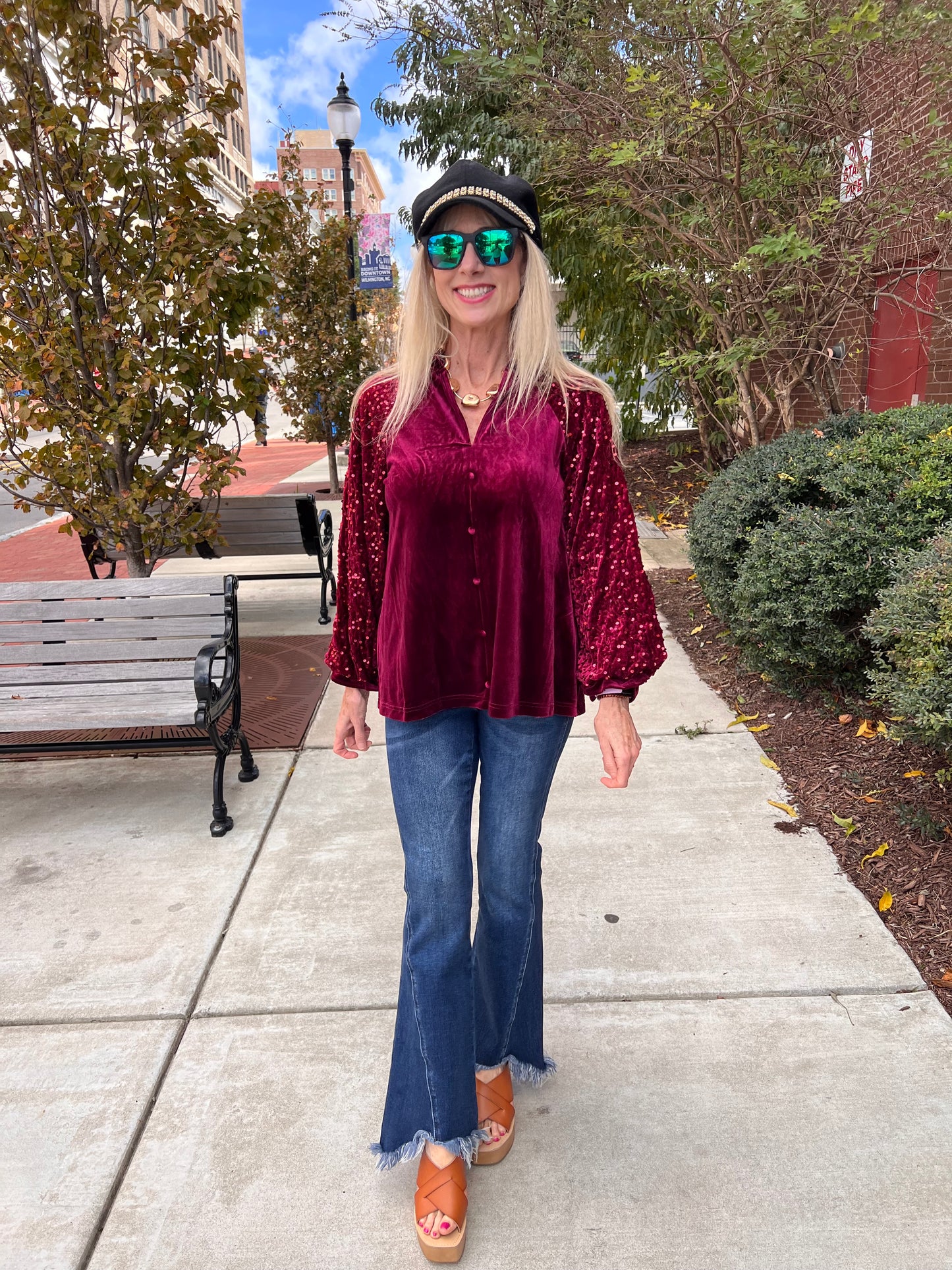 Burgundy Fleece w/Sequin Long Sleeves