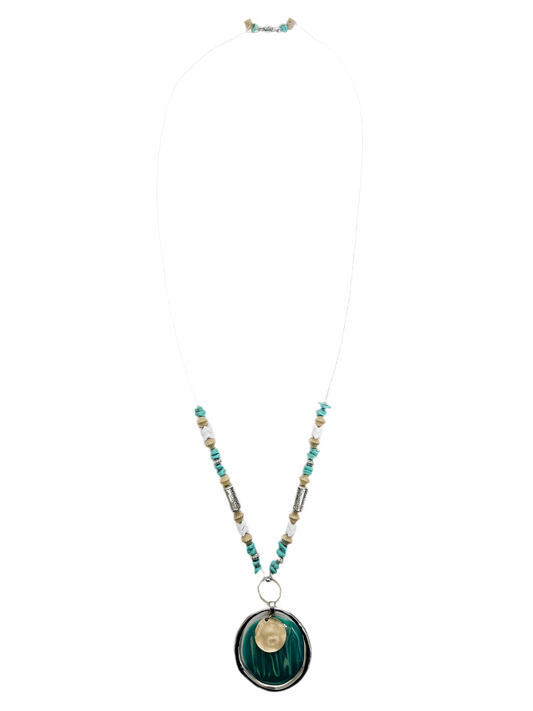 Long turquoise pendant slide necklace