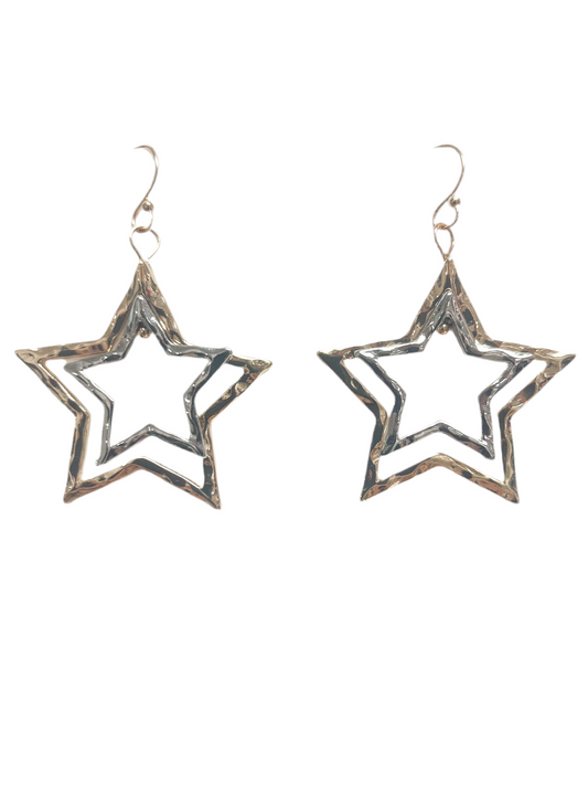 Gold and Silver Star earrings
