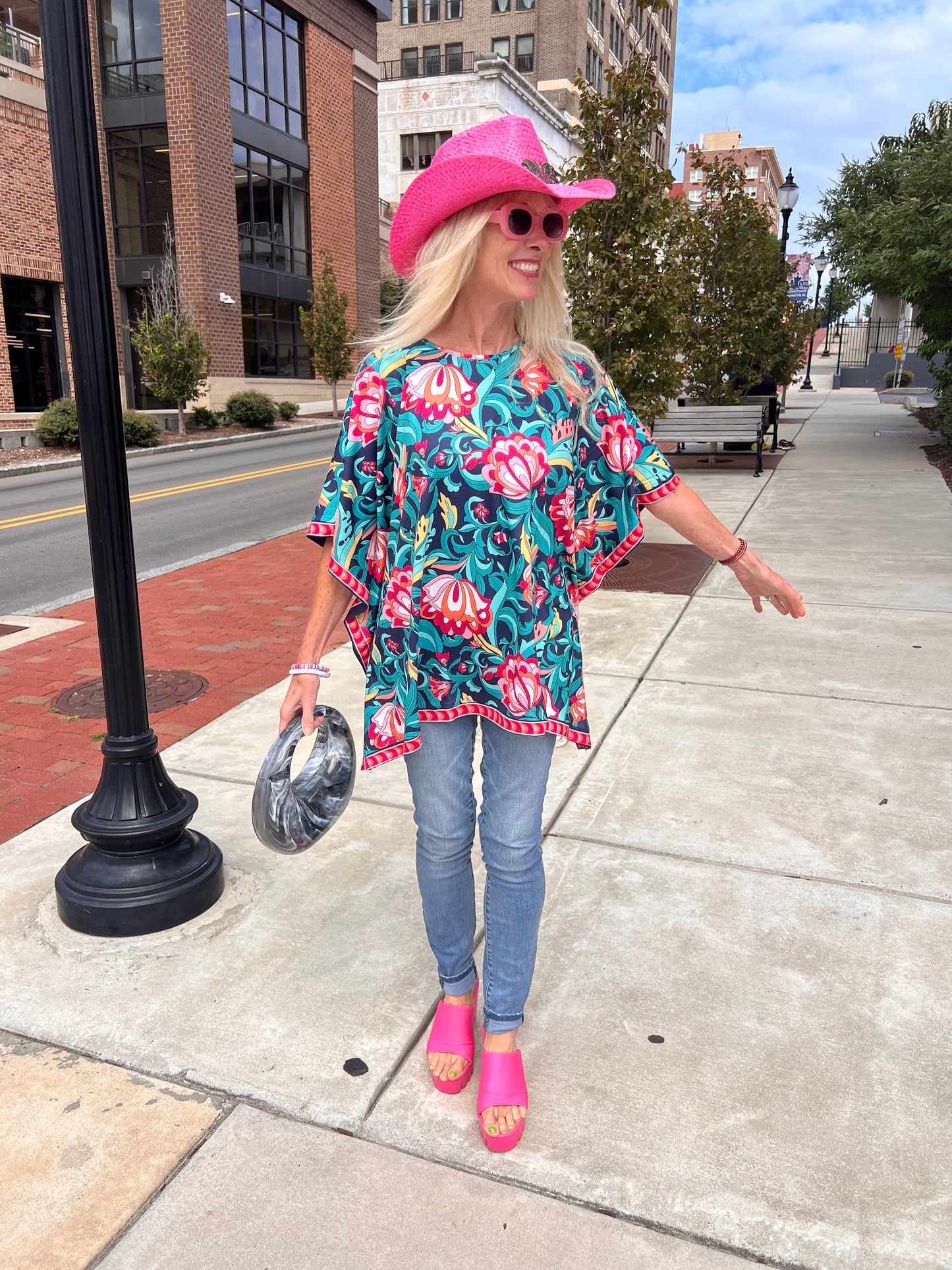 Multicolored Floral Printed Poncho