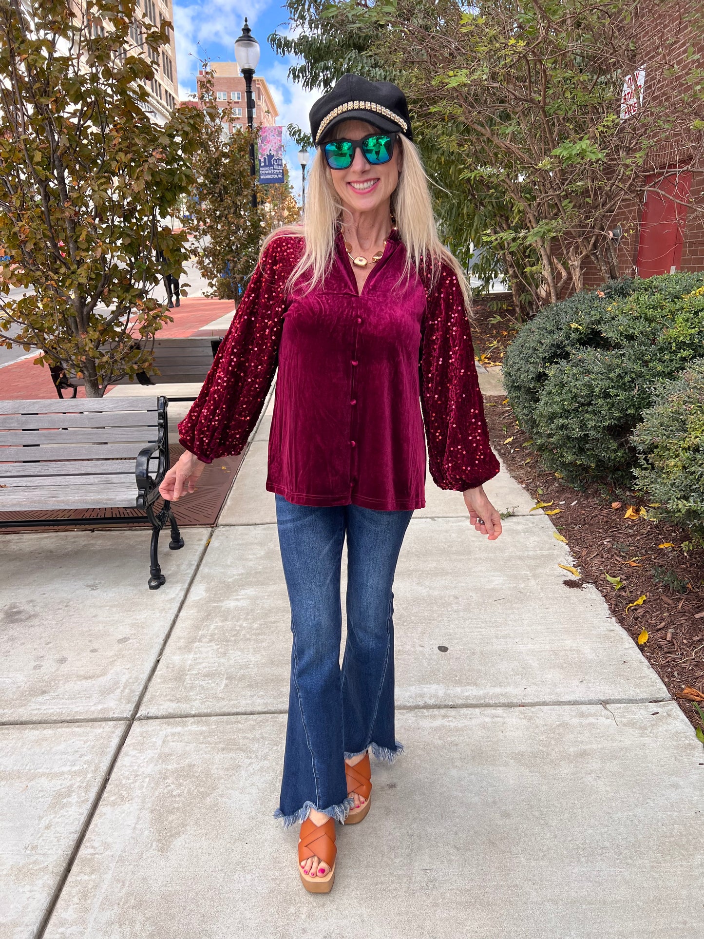 Burgundy Fleece w/Sequin Long Sleeves