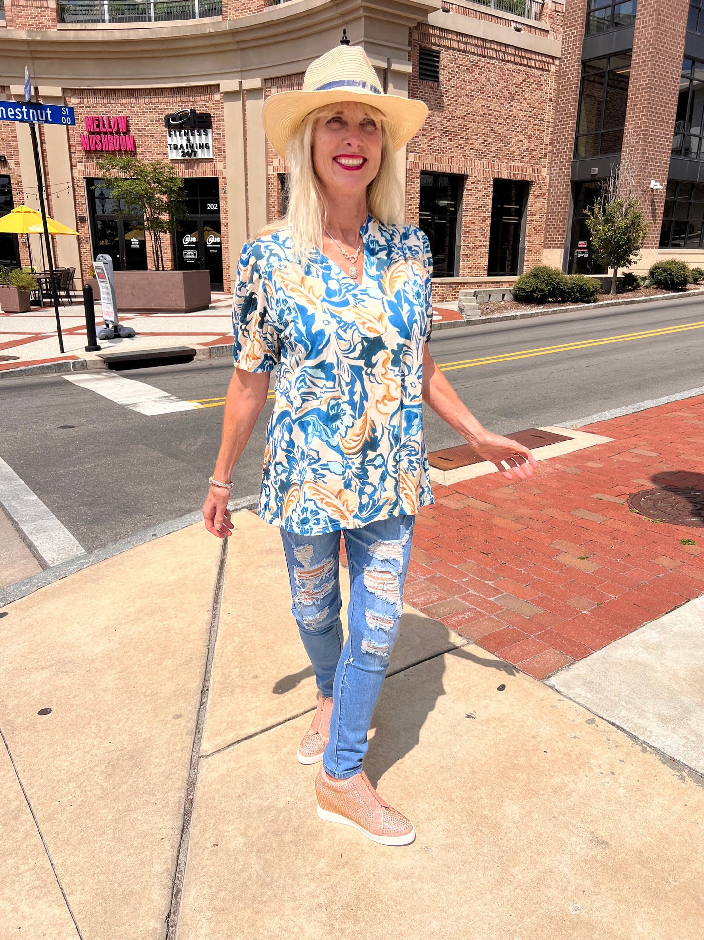 Blue floral top