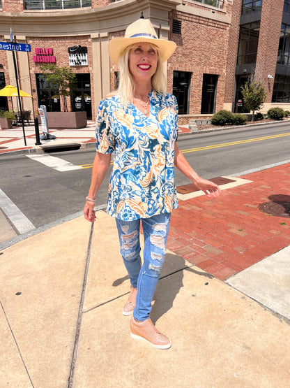Blue floral top