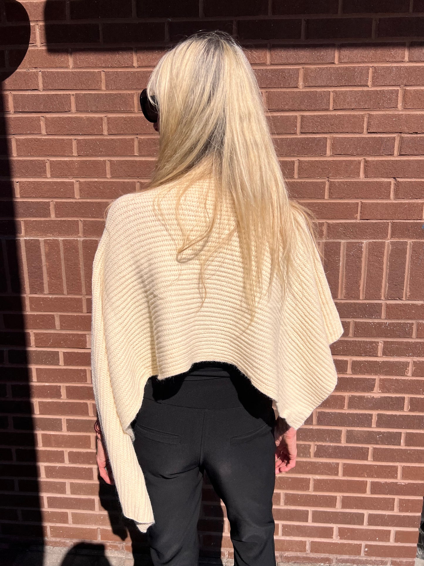 Mock Neck Asymmetrical Cape Poncho