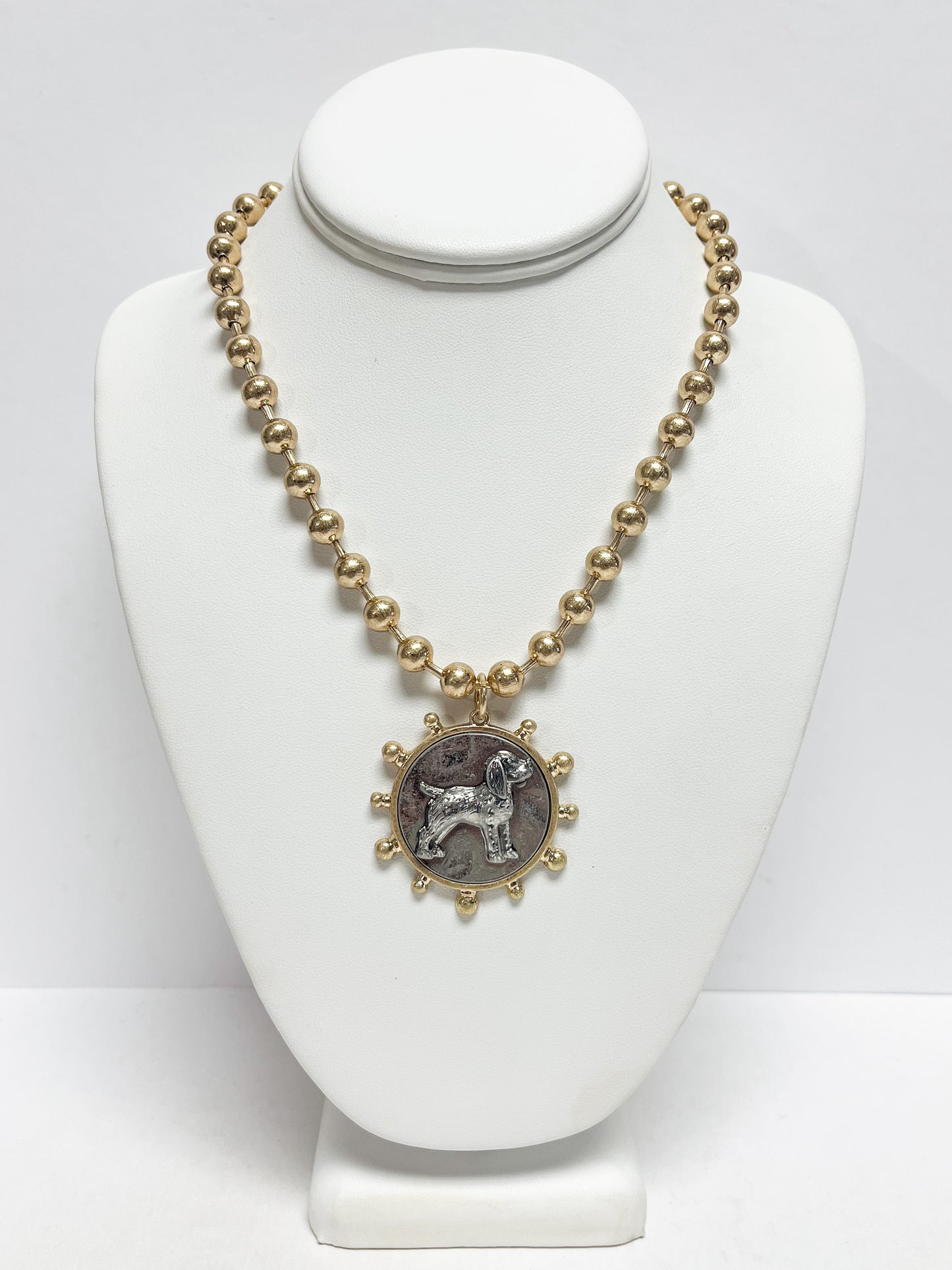 Beaded pooch pendant necklace