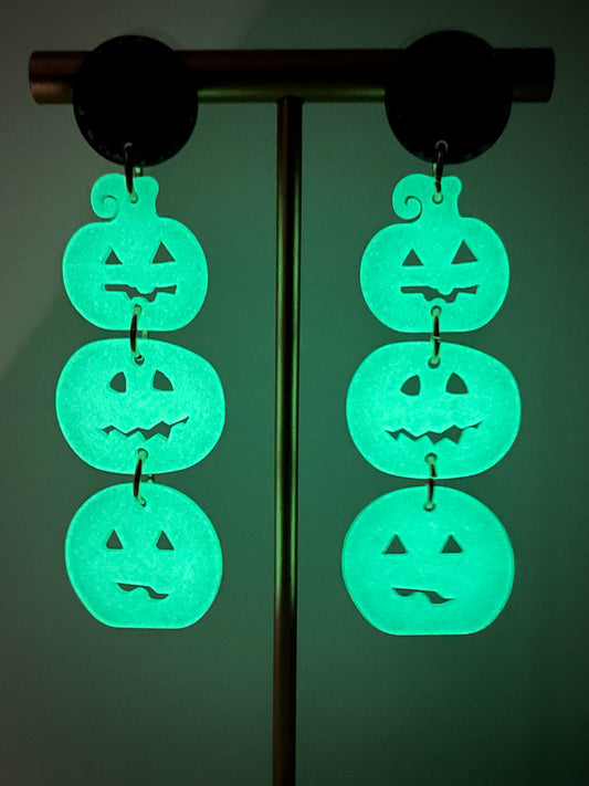 Glow in the dark jack-o-lantern earrings