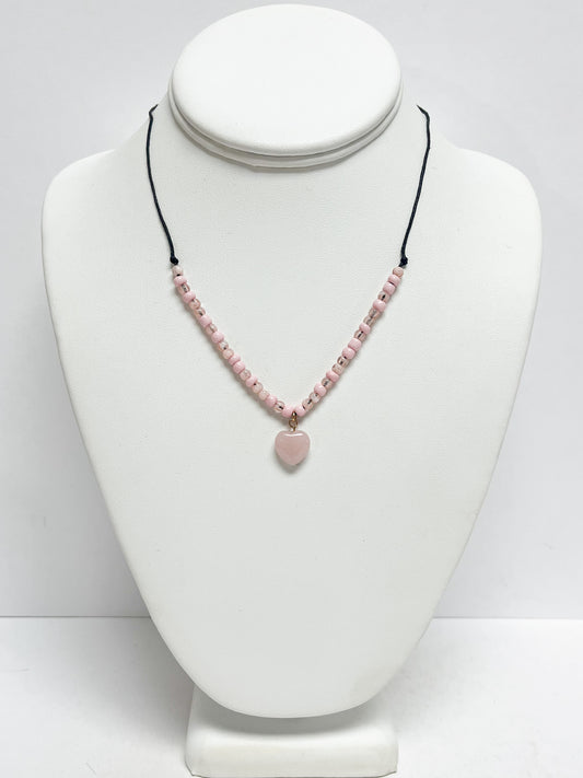 Rose Quartz Heart Pendant Necklace