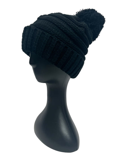 Black Pom Pom Beanie