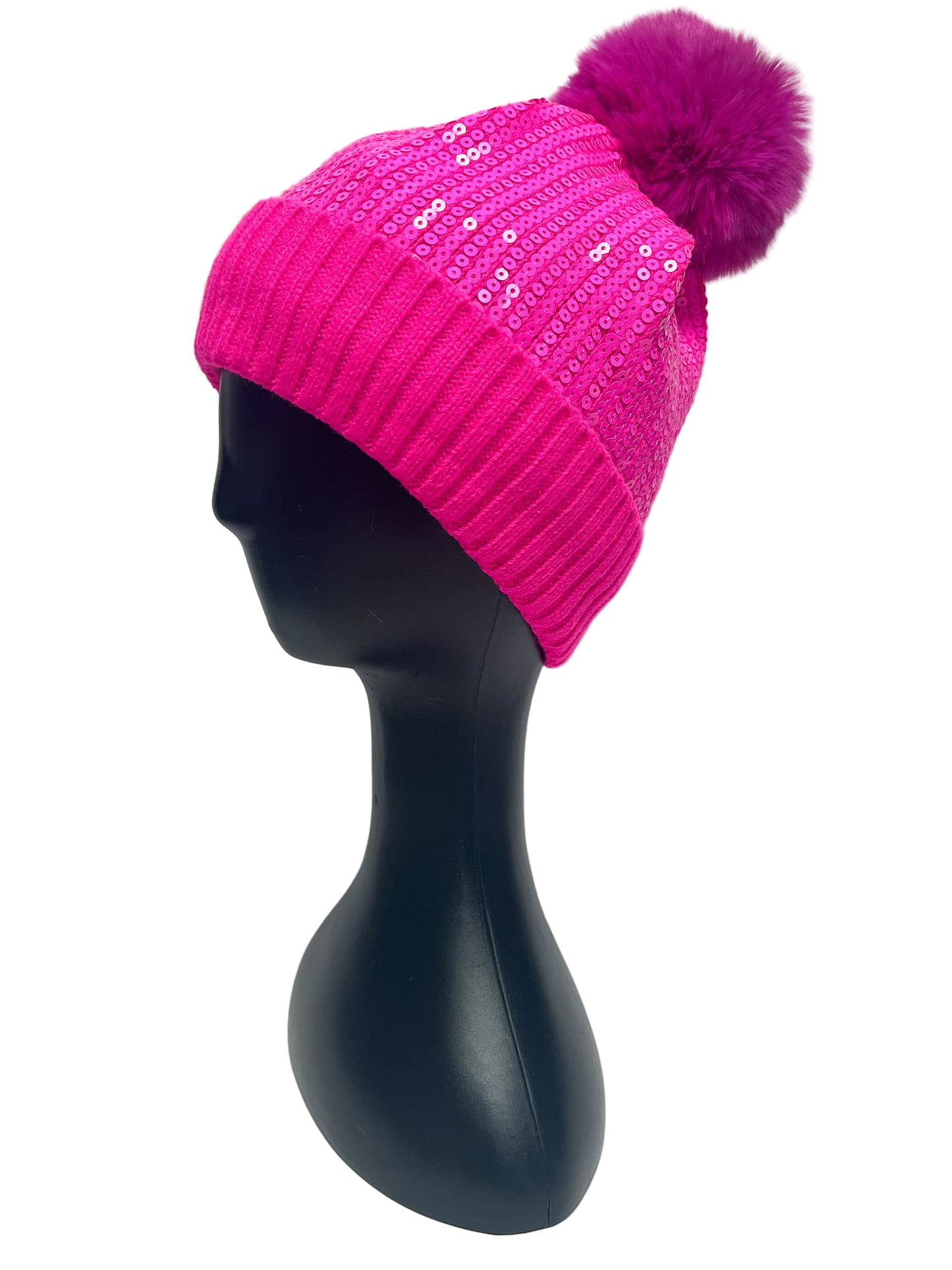 Sequin Pom Pom Beanie