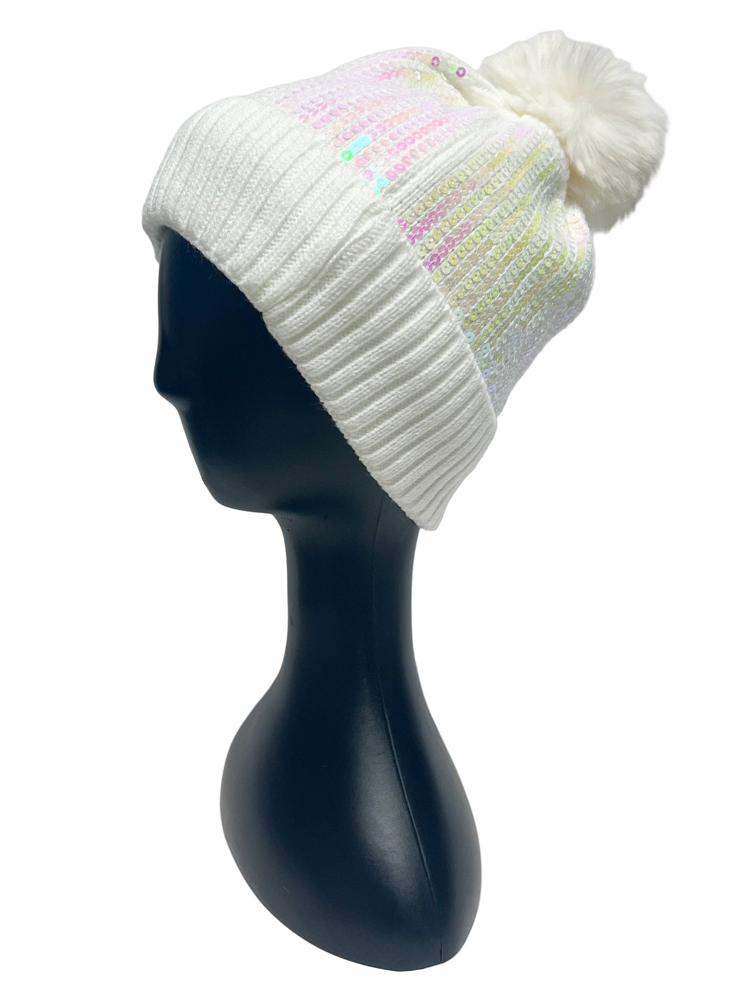 Sequin Pom Pom Beanie