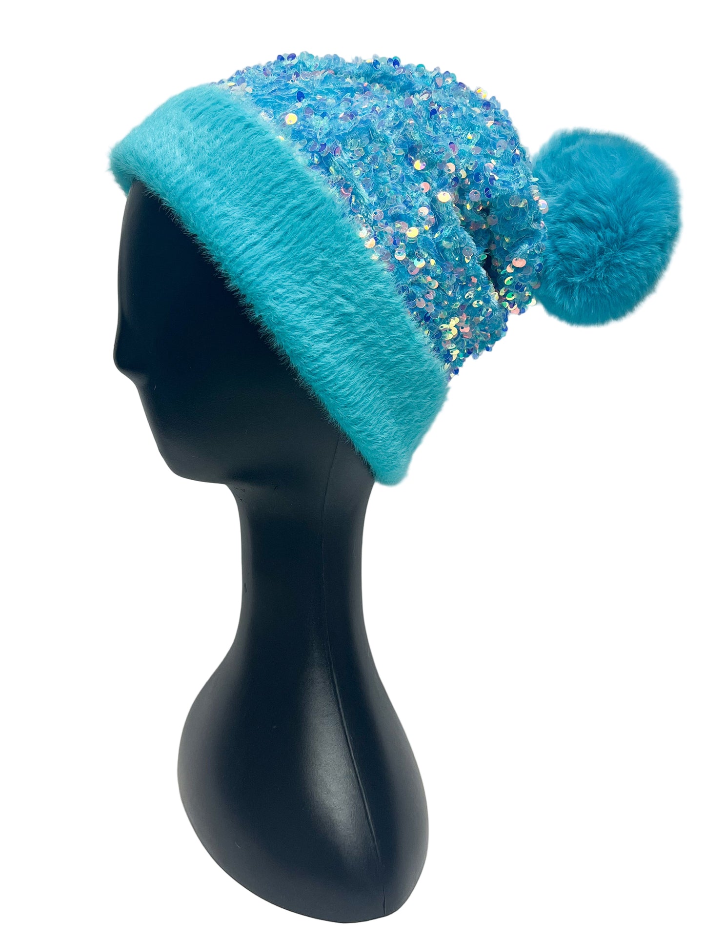 Sequin Pom Pom Beanie
