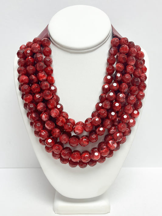 Red Ball Marbled Magnetic Necklace
