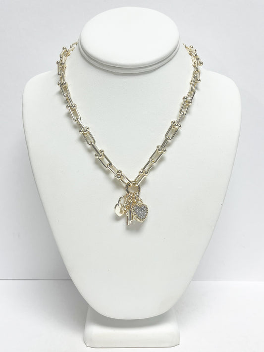 Heart Key Lock Charm Necklace