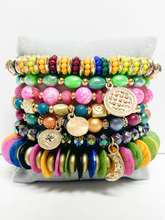 Multicolored Layered Charm bracelet