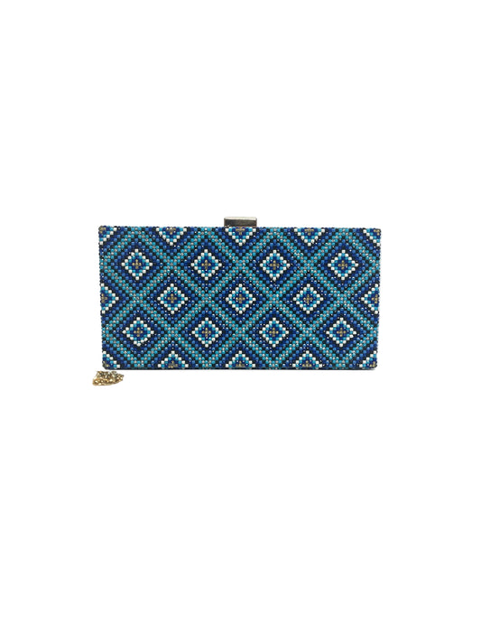 Blue geometric rectangle crossbody