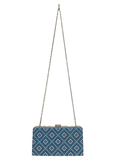 Blue geometric rectangle crossbody