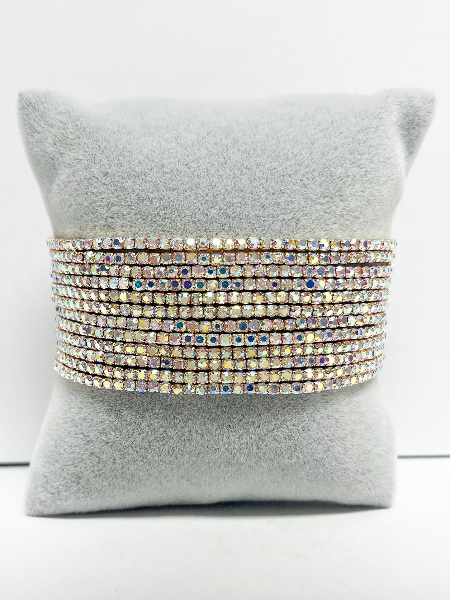 Layered crystal stretch bracelet