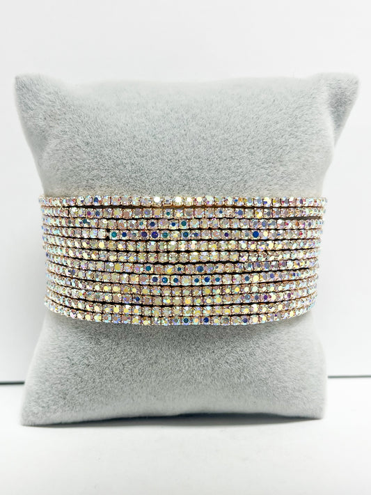 Layered crystal stretch bracelet