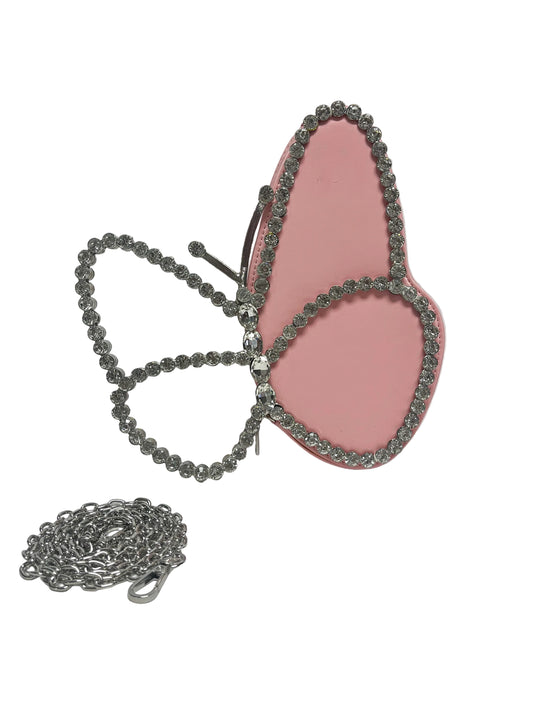 Pink Crystal Brimmed Flutter Crossbody