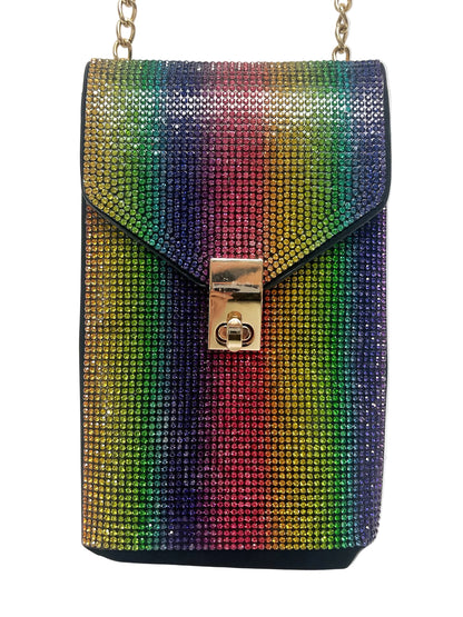 Multicolored crystal crossbody