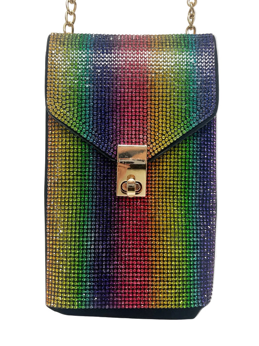 Multicolored crystal crossbody