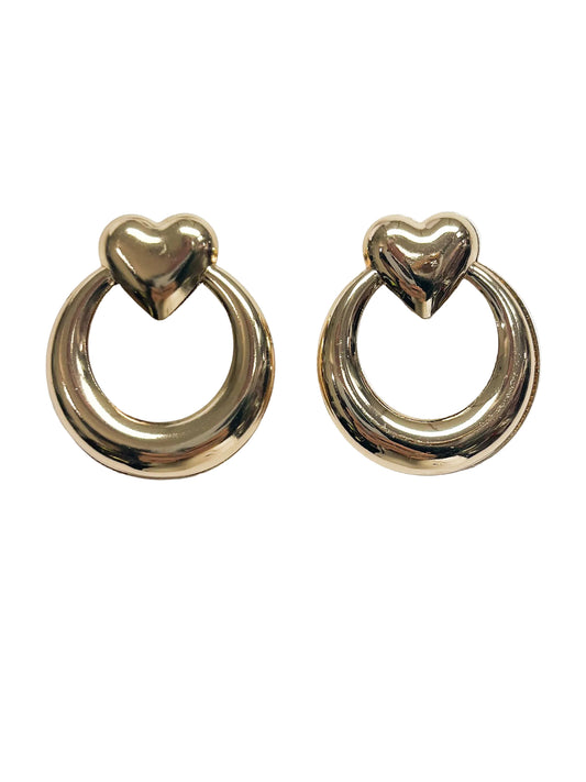 Gold heart hoop earrings