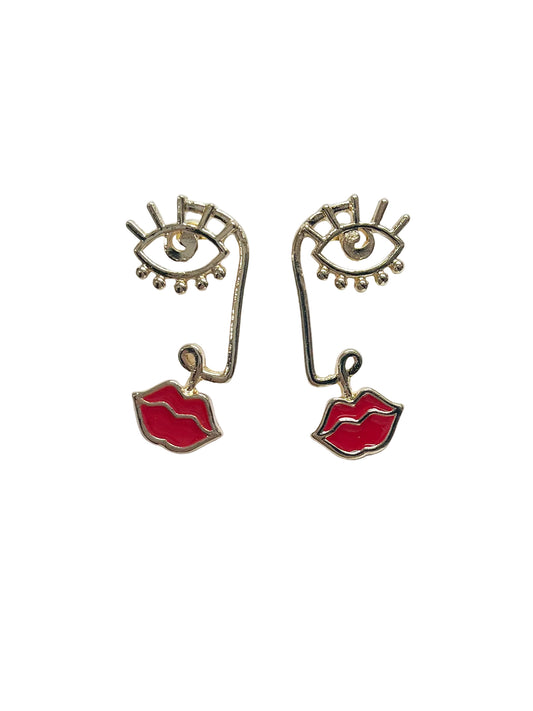 Red and gold fashion earrings