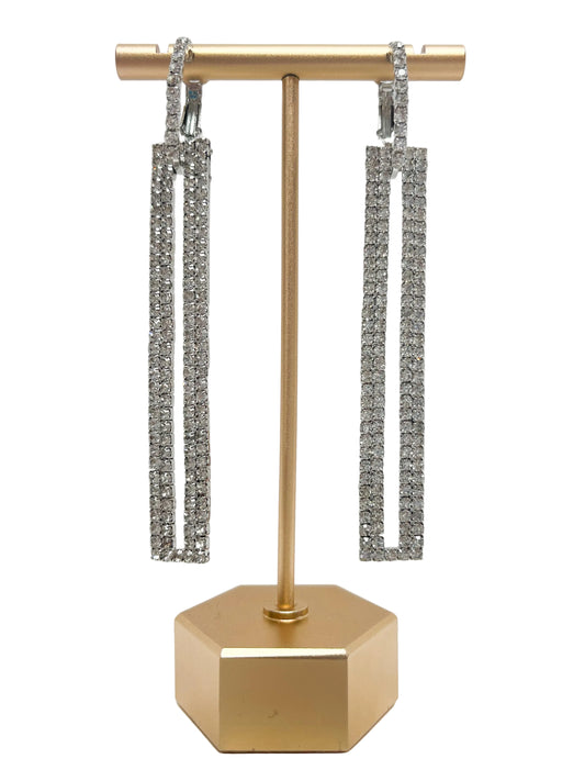 Silver long rectangle earrings