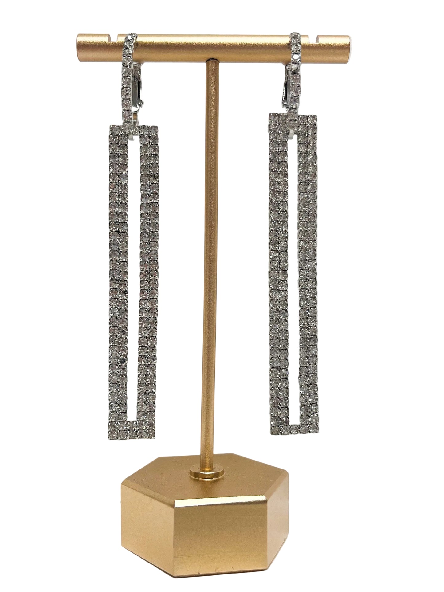 Silver rectangle earrings