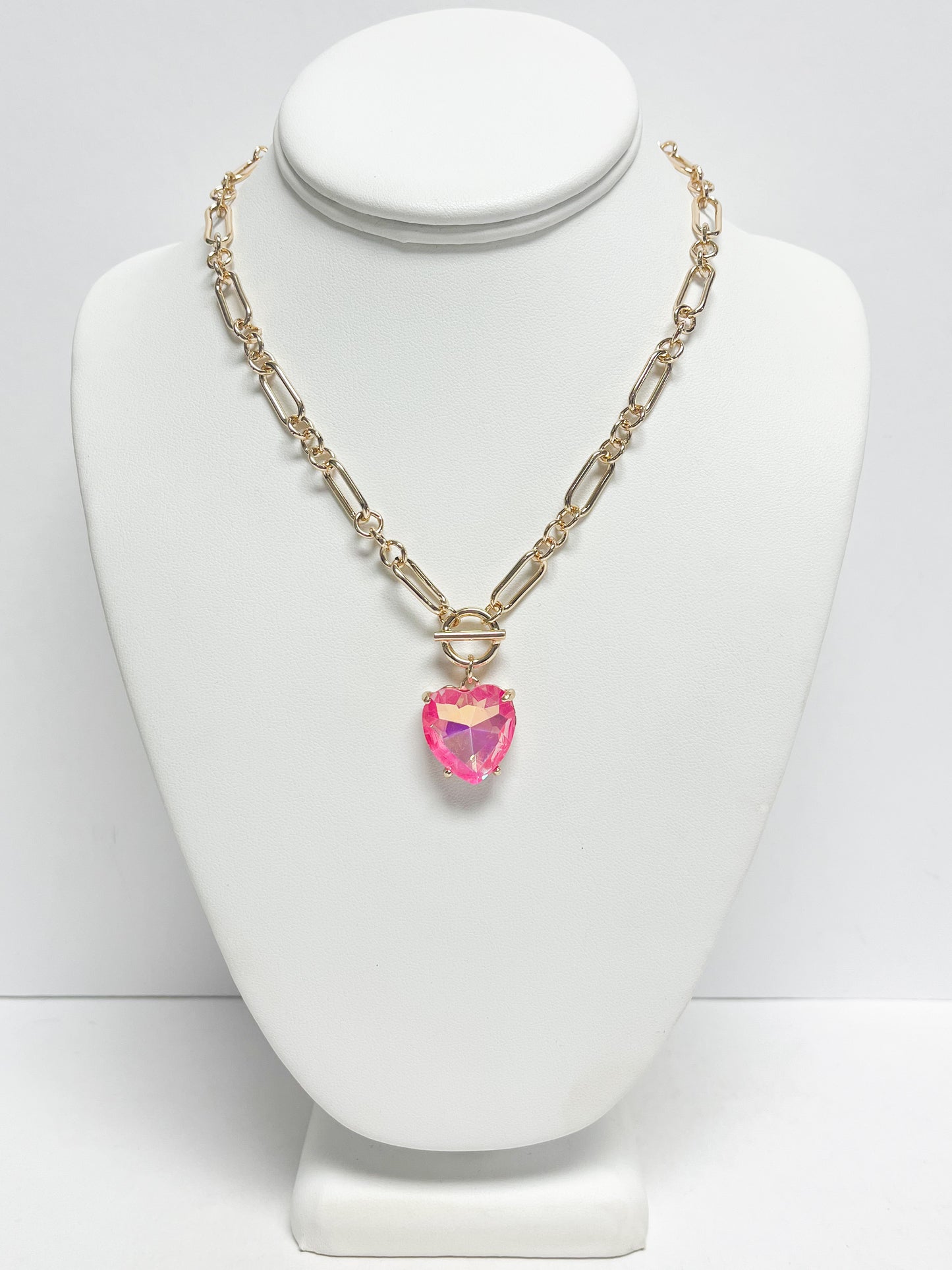 Heart Stone Toggle Pendant Necklace