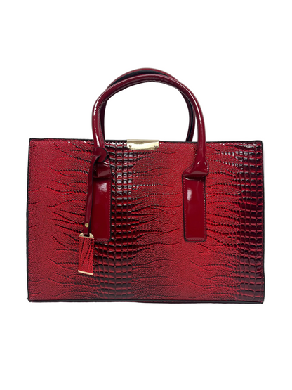 Red textured 3 piece handbag set