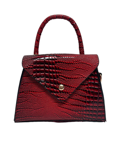 Red textured 3 piece handbag set
