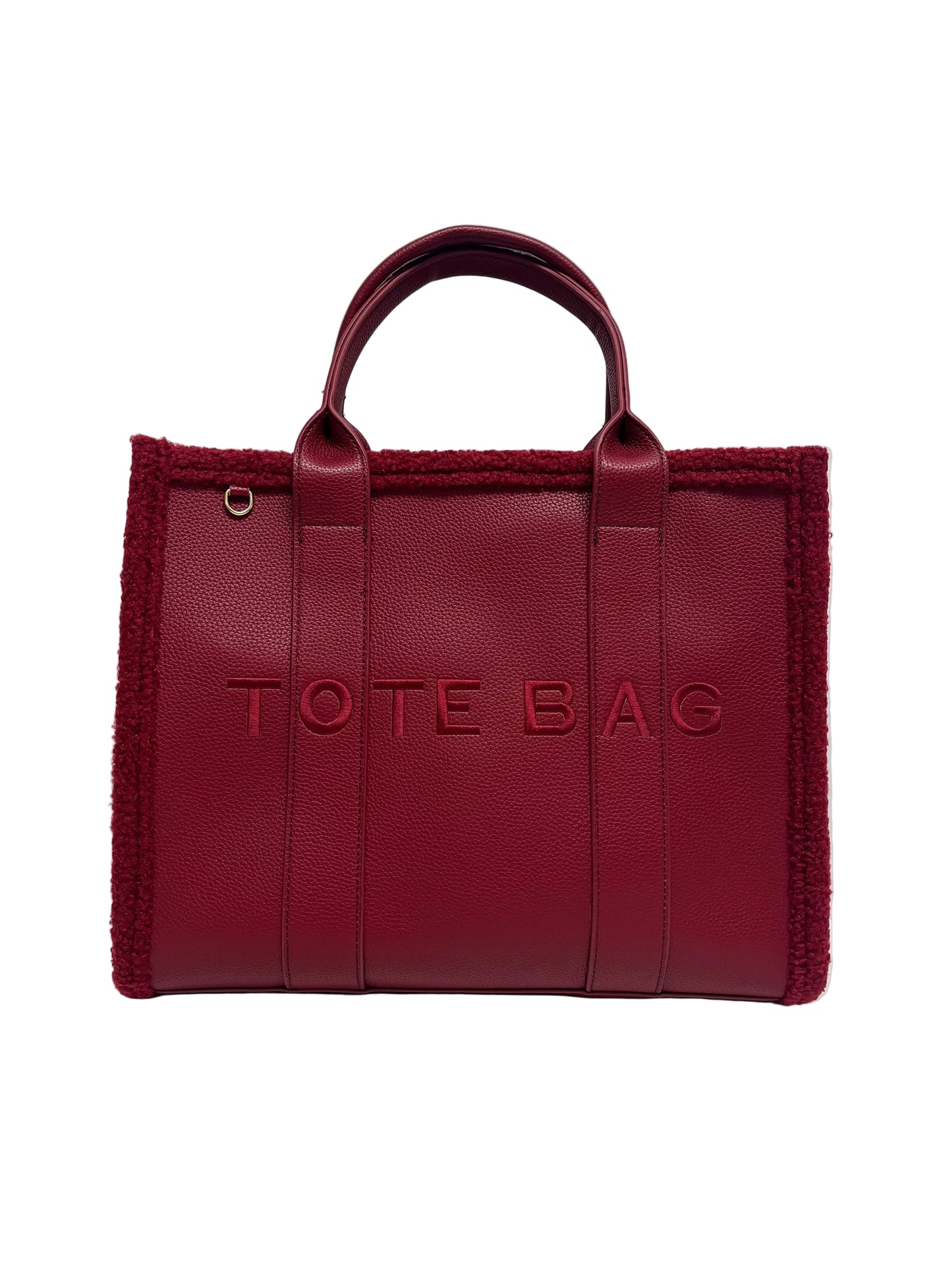 Fuzzy red 3 piece handbag set