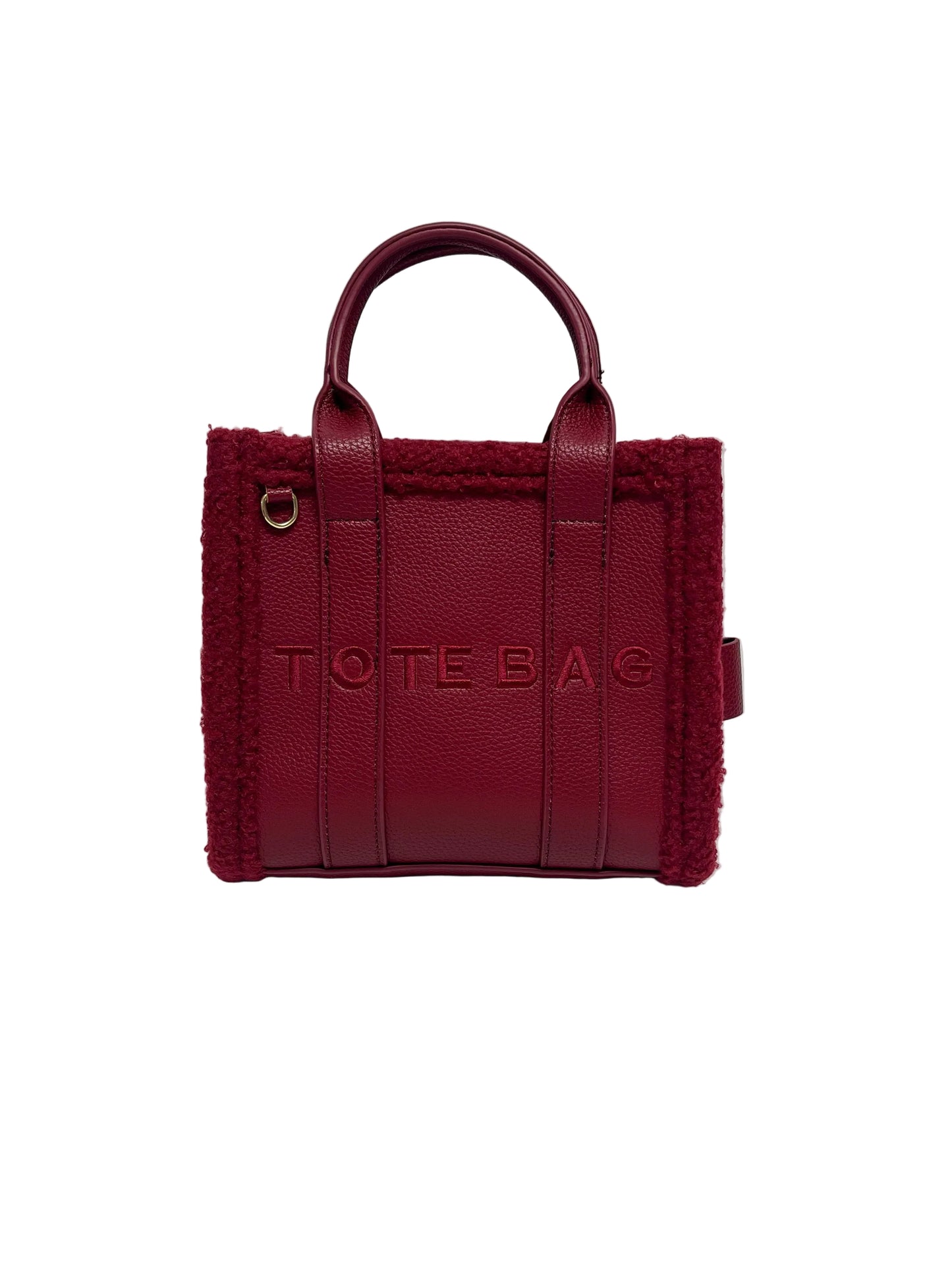 Fuzzy red 3 piece handbag set