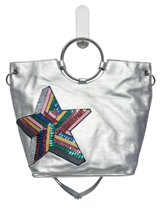 Silver Sequin Star Handbag
