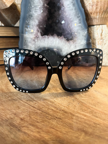 Large Crystal Frame Sunglasses