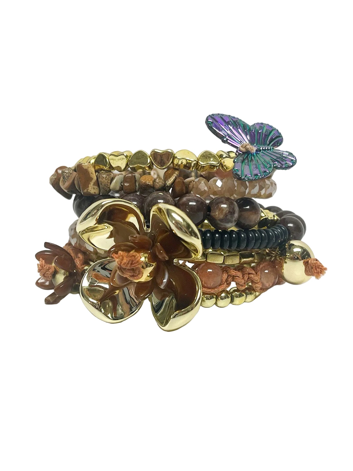 Floral Beaded Coil Bracelet