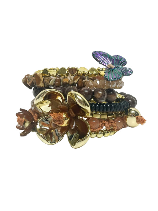 Floral Beaded Coil Bracelet