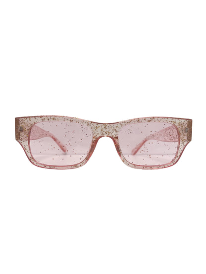 Pink sparkle rectangle glasses