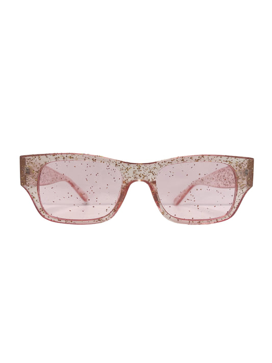Pink sparkle rectangle glasses
