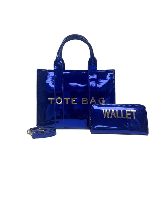 Royal Blue Metallic 2-Piece Purse Set
