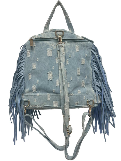 Denim Fringe Backpack