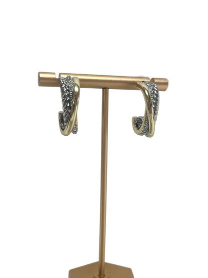 Gold and silver oval hoop earrings