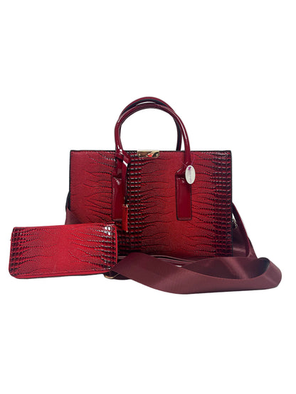 Red textured 2 piece handbag set