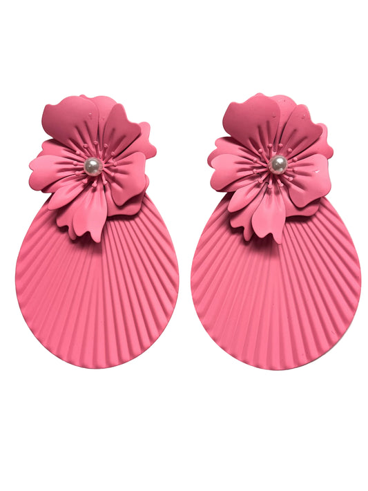 Large pink petal earrings