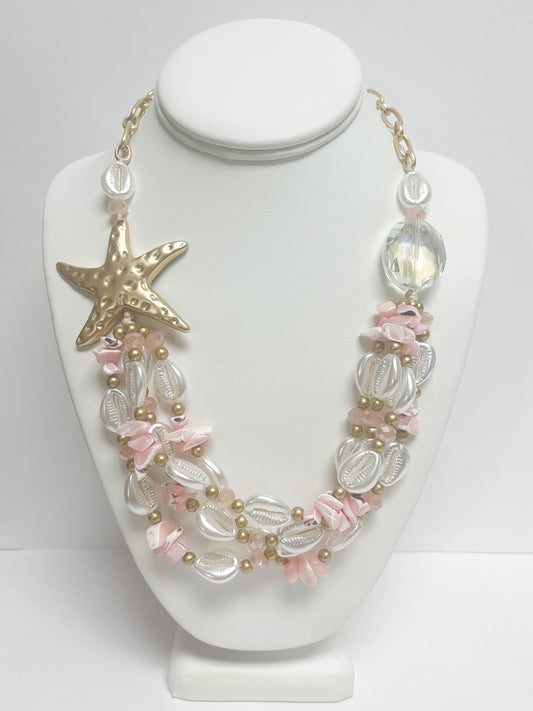 Layered pink sea necklace