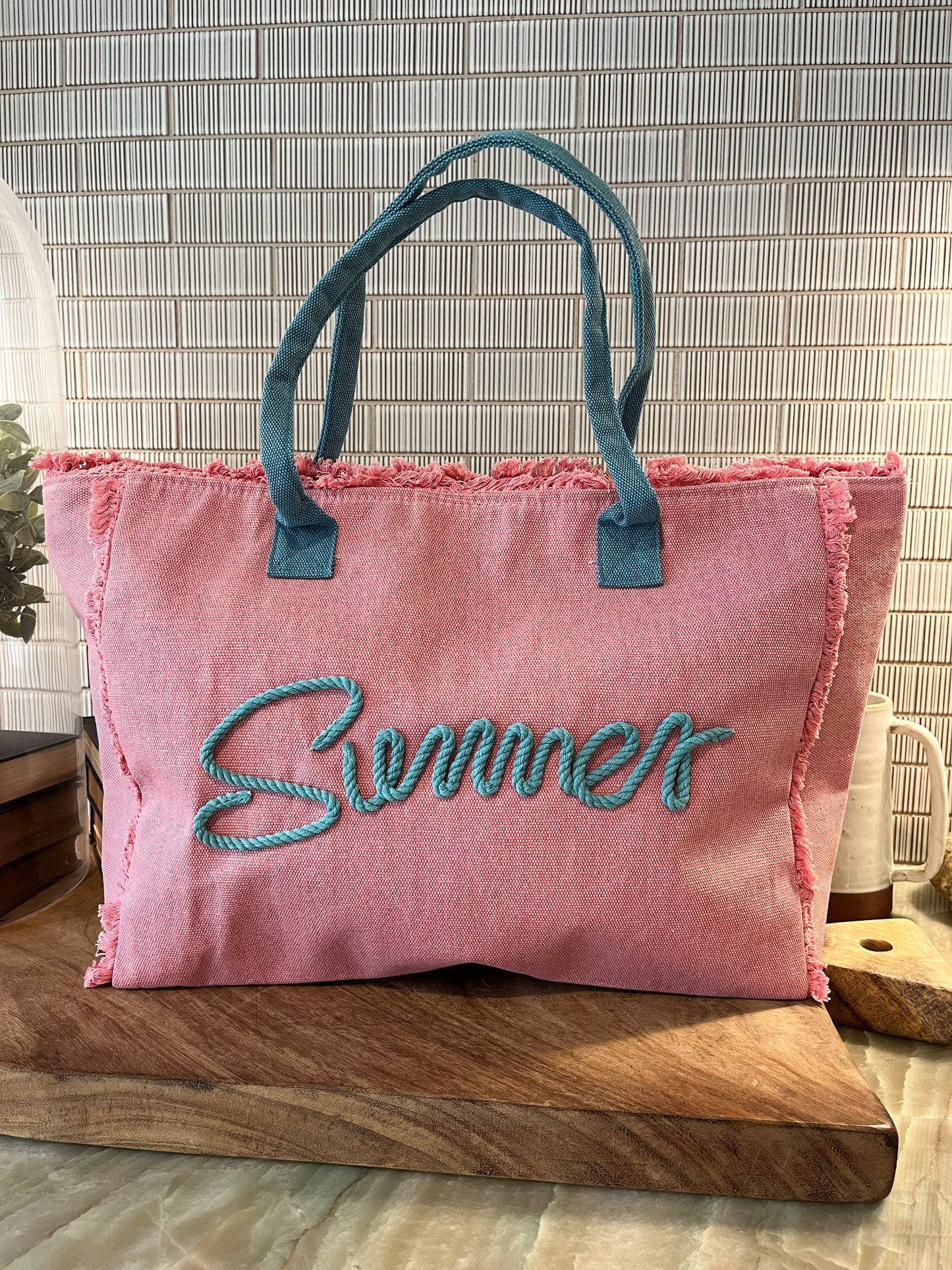 Pink Summer Canvas Tote